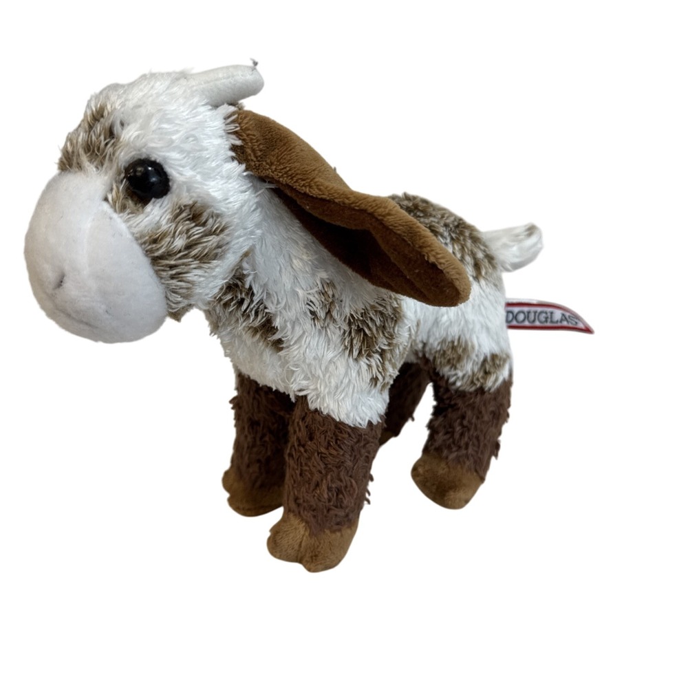 Douglas Stuffed Animal Goat Plush Toy‎ White Brown Spotted Barn Farm Animal